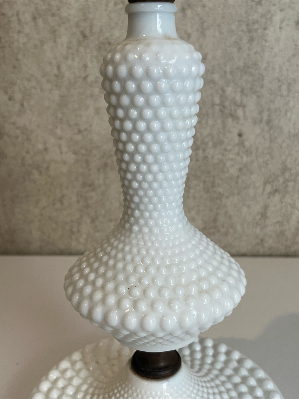 White Hobnail Milk Glass Table Lamp - Classic Home Art Accent - Picture 3 of 8